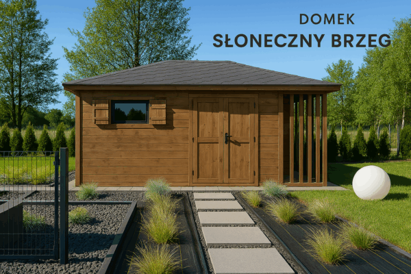 Domek ogrodowy "Słoneczny Brzeg 2w1 z Drewutnią"
